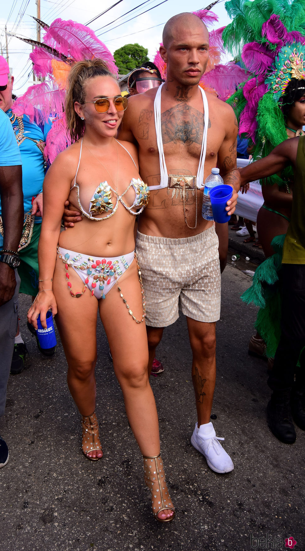 Chloe Green y Jeremy Meeks en el carnaval de Barbados 2017