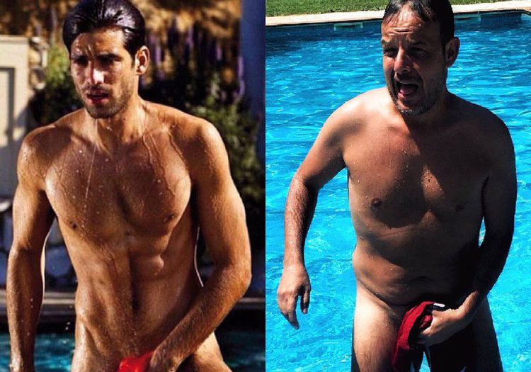 Ángel Llàcer imitando a Rubén Cortada saliendo de la piscina
