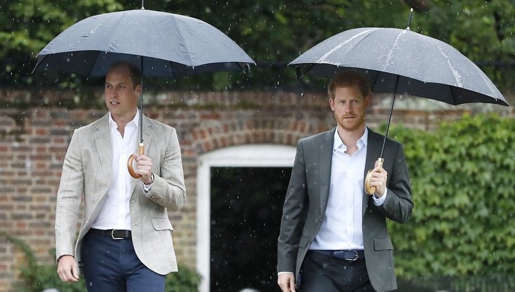 Los Príncipes Guillermo y Harry en el homenaje a Lady Di en Kensington Palace en el 20 aniversario de su muerte