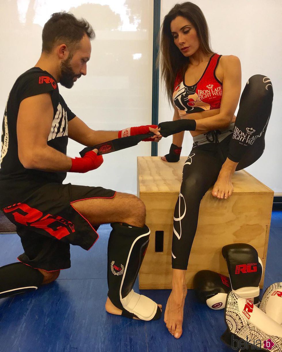 Pilar Rubio preparándose para boxear