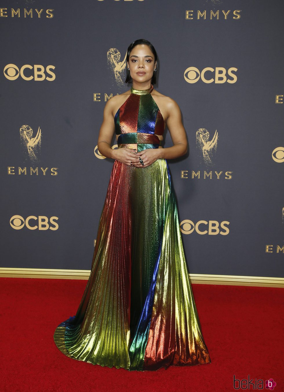 Tessa Thompson en la alfombra roja de los Premios Emmy 2017