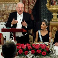 El presidente de Israel dando un discurso junto a la Reina Letizia en la cena de gala en el Palacio Real