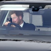 El Príncipe Harry y Meghan Markle en el almuerzo de Navidad 2017 en Buckingham Palace