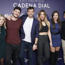 Nerea, Cepeda, Ricky, Mimi, Thalía y Raoul en la presentación de la XXII edición de los Premios Cadena Dial