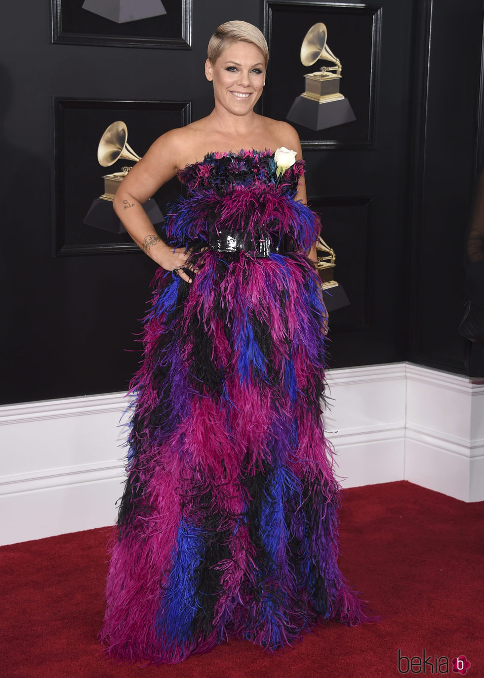 Pink en la alfombra roja de los Premios Grammy 2018