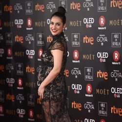 Cristina Brondo luciendo embarazo en la alfombra roja de los Premios Goya 2018