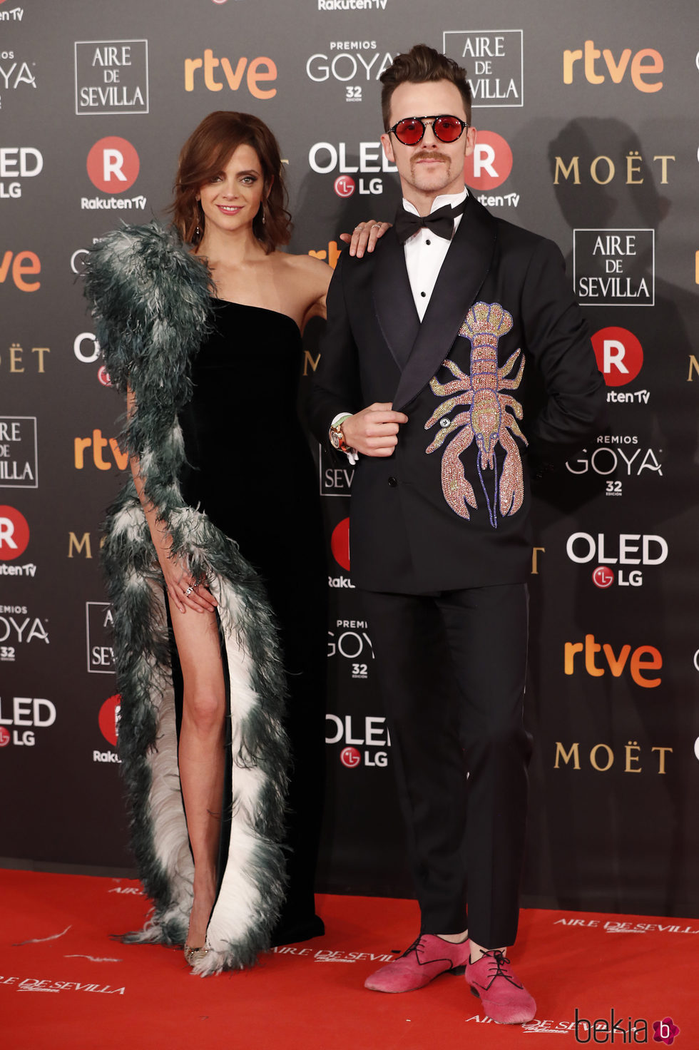 Macarena Gómez y Aldo Comas en la alfombra roja de los Premios Goya 2018