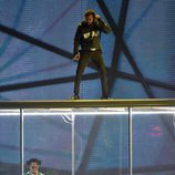 Kendrick Lamar en el escenario de los Brit Awards 2018