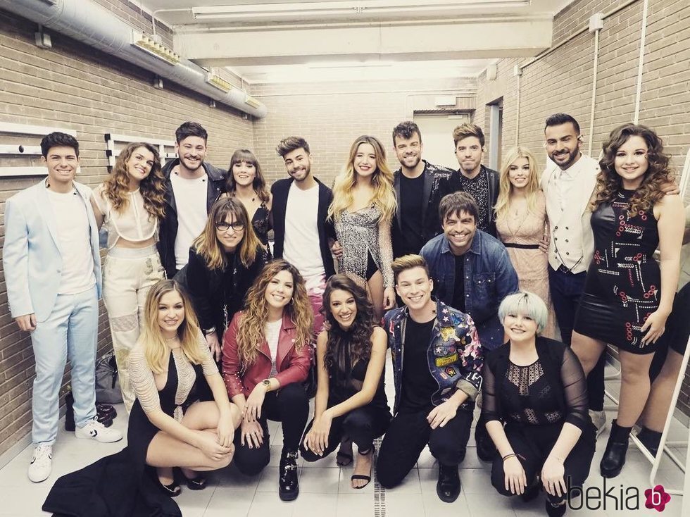 Los concursantes de 'OT 2017' en el backstage de su primer concierto en Barcelona