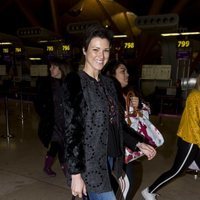 María Jesús Ruiz en el aeropuerto poniendo rumbo a 'Supervivientes 2018'