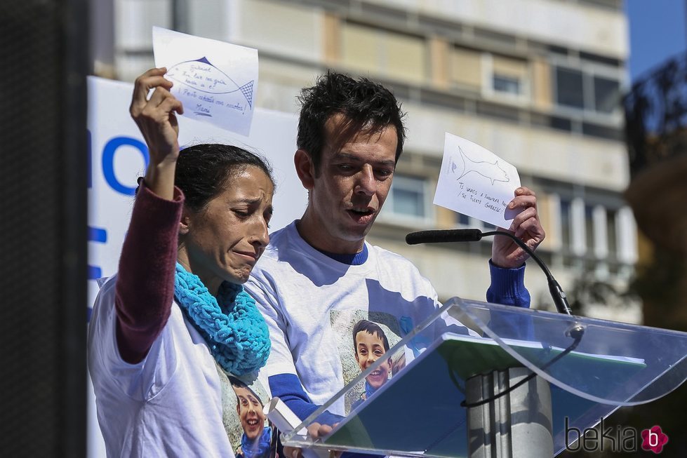 Patricia Ramírez y Ángel Cruz en la concentración por Gabriel en Almería