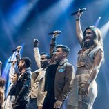 Los chicos de OT2017 cantando en el concierto de la gira en Madrid