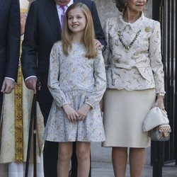 El Rey Juan Carlos y la Reina Sofía junto a la Princesa Leonor en la Misa de Pascua 2018