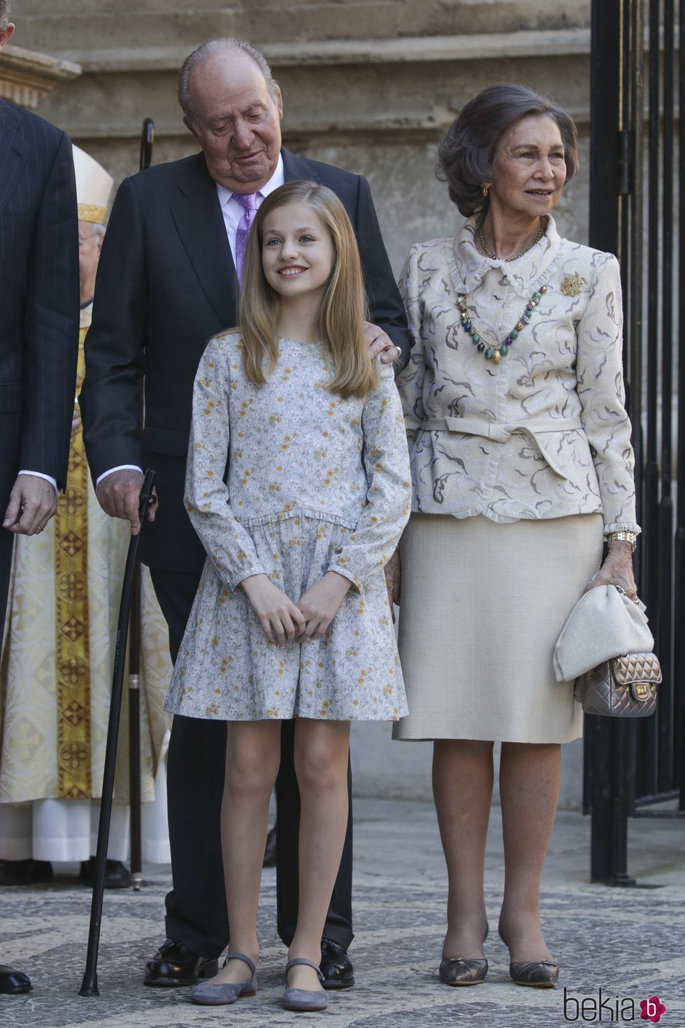 El Rey Juan Carlos y la Reina Sofía junto a la Princesa Leonor en la Misa de Pascua 2018