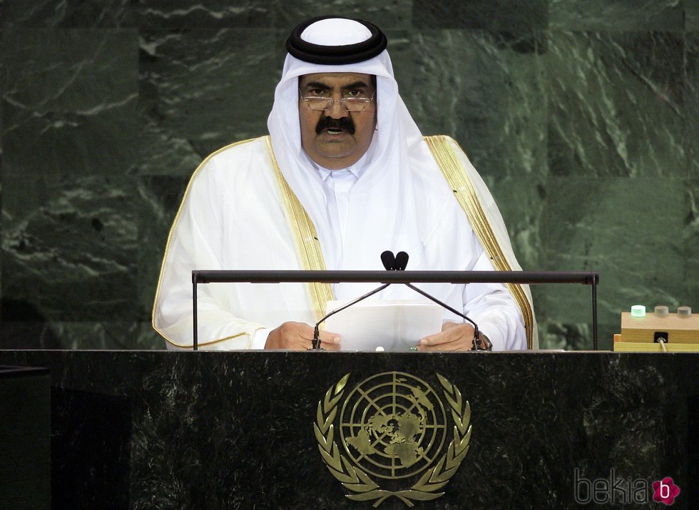 El Emir de Catar, Hamad bin Khalifa Al-Thani, durante un discurso en la ONU