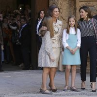 La Reina Sofía, la Reina Letizia, la Princesa Leonor y la Infanta Sofía en la Misa de Pascua 2018