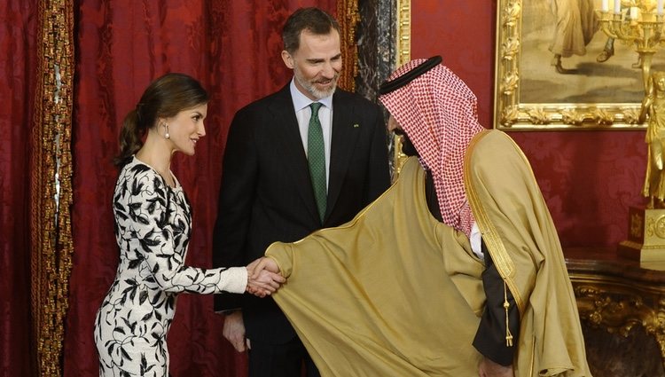 Los reyes Felipe y Letizia en la visita del príncipe Mohammed Bin Salman