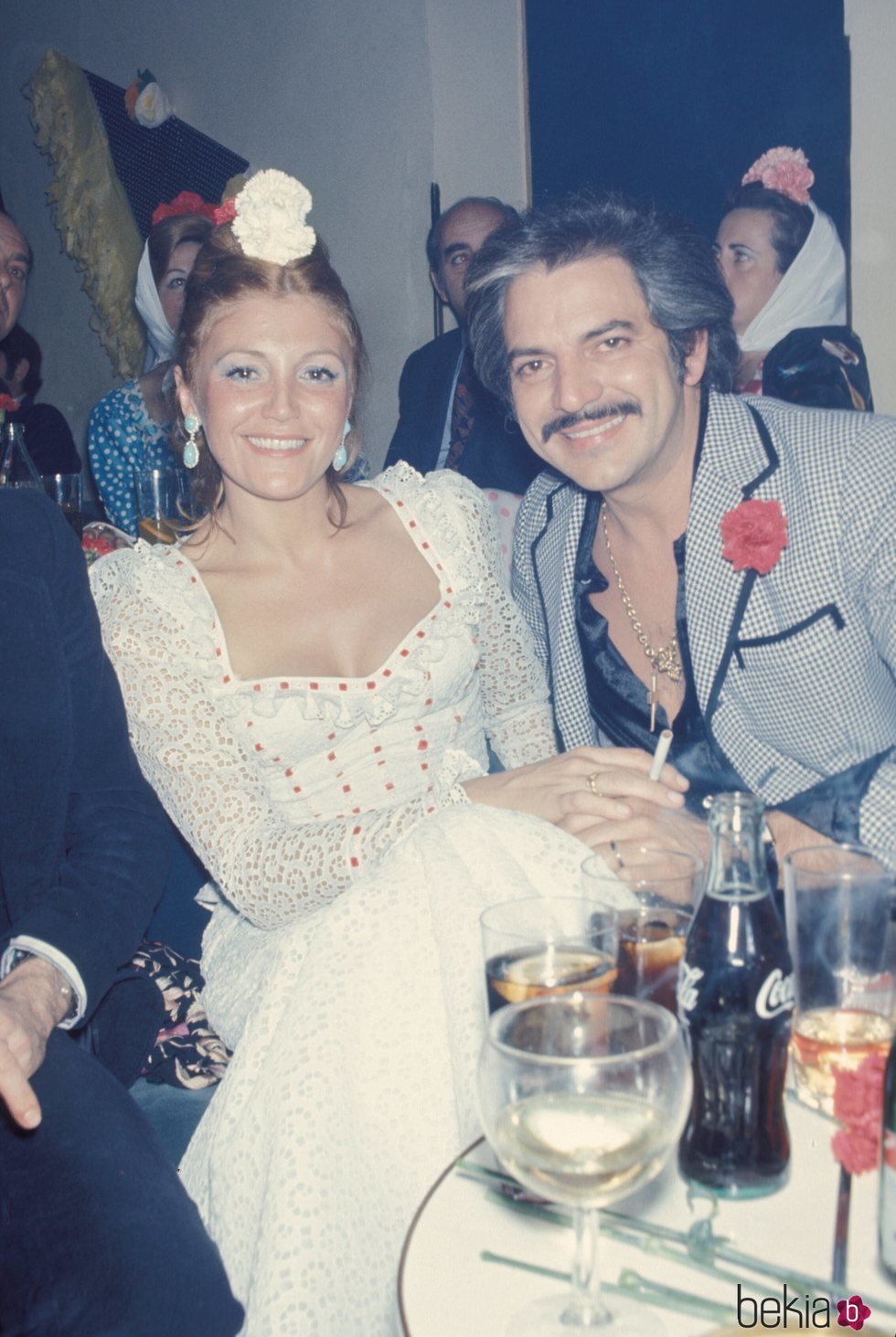 Carmen Cervera y Espartaco Santoni en una fiesta