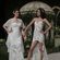 Blanca Romero y Lucía Rivera posan durante el desfile de Pronovias de la Barcelona Bridal Fashion Week 2018