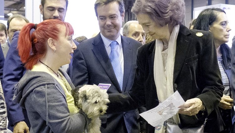 La Reina Sofía acaricia a un perro en la feria 100x100 Mascota