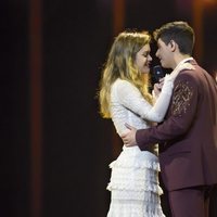 Amaia y Alfred durante el primer ensayo general previo a Eurovisión 2018