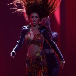 La representante de Chipre Eleni Foureira actuando con su canción 'Fuego' en la final de Eurovisión 2018