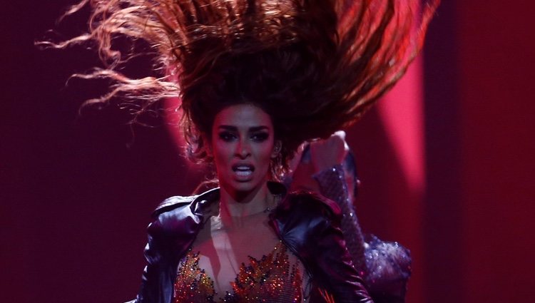 La representante de Chipre Eleni Foureira actuando con su canción 'Fuego' en la final de Eurovisión 2018