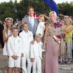 Los Príncipes Pablo y Marie Chantal de Grecia junto a todos sus hijos