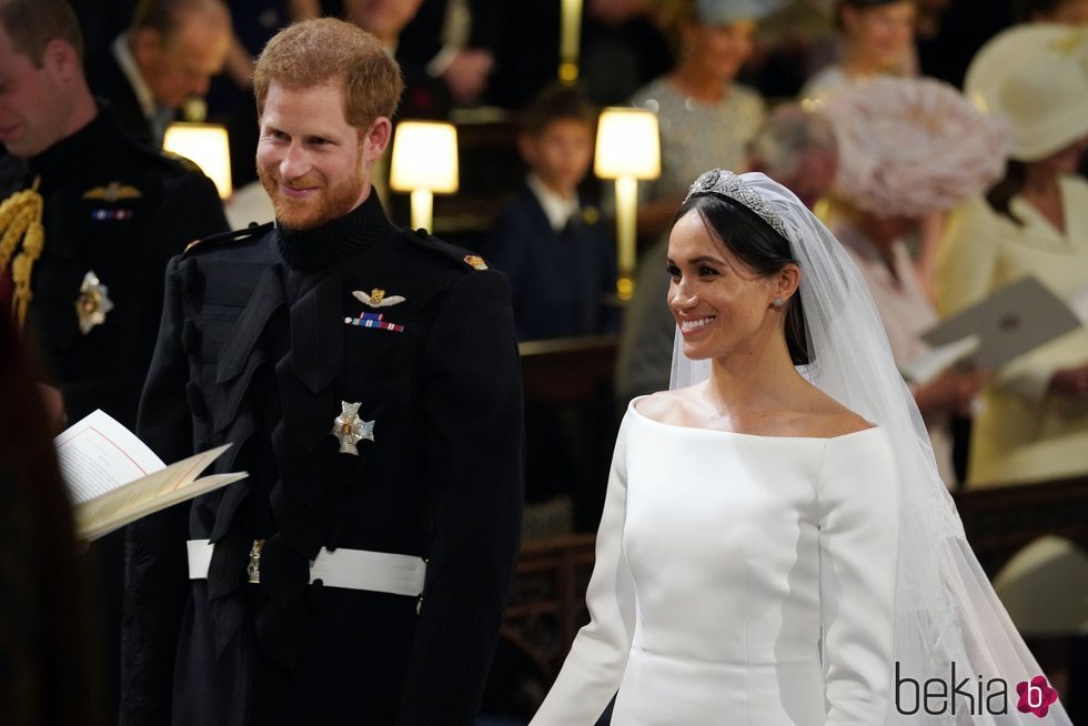 El Príncipe Harry y Meghan Markle durante su boda en la Capilla de San Jorge