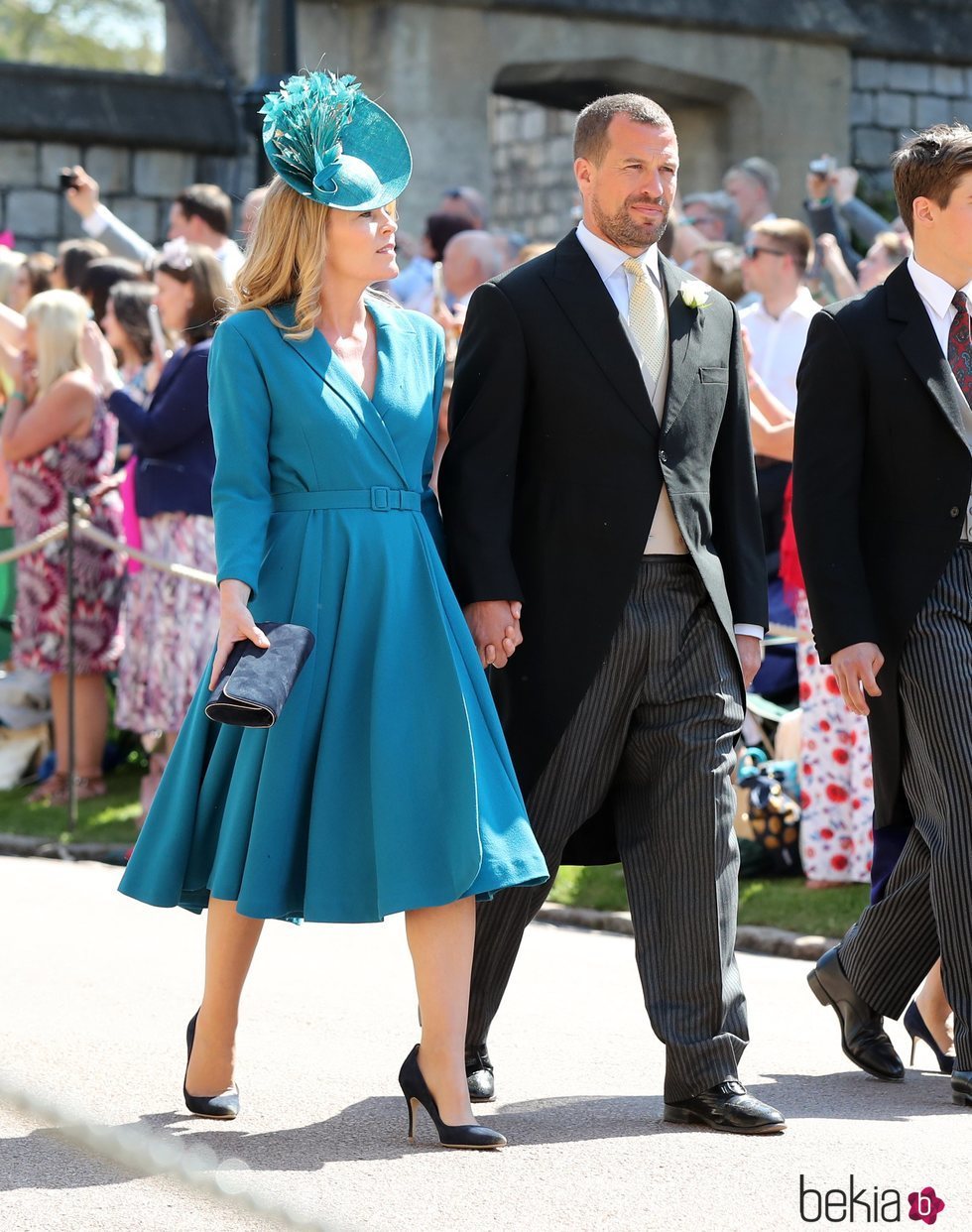 Peter Phillips y su mujer Autumn Phillips en la boda del Príncipe Harry y Meghan Markle