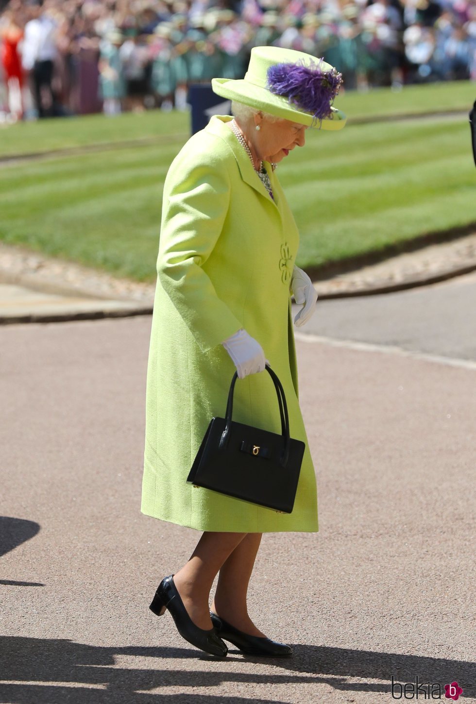 La Reina Isabel II llegando a la boda del Príncipe Harry y Meghan Markle