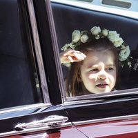 Carlota de Cambridge llegando a la boda del Príncipe Harry y Meghan Markle