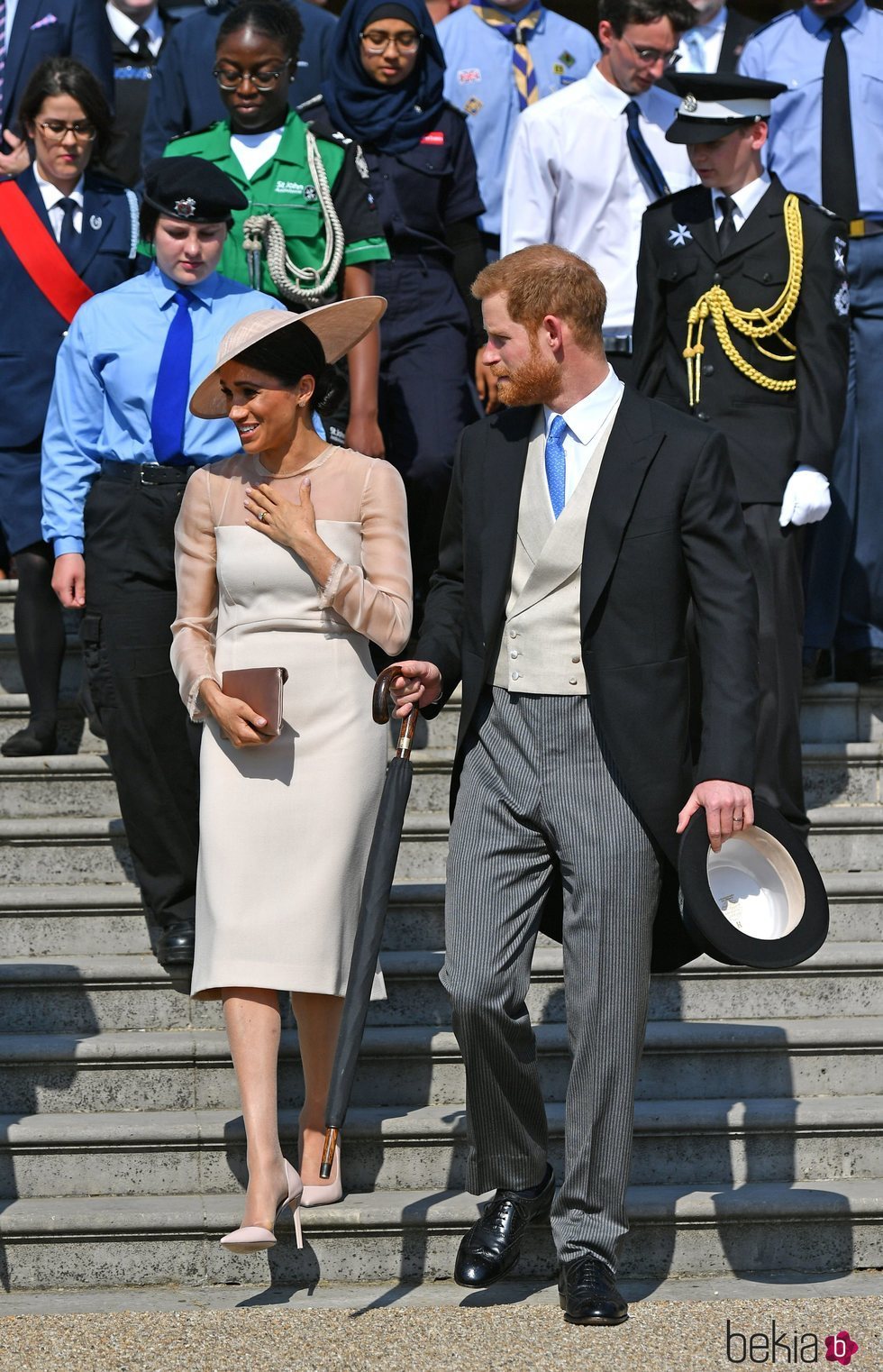 El Príncipe Harry y Meghan Markle en su primer acto tras su boda