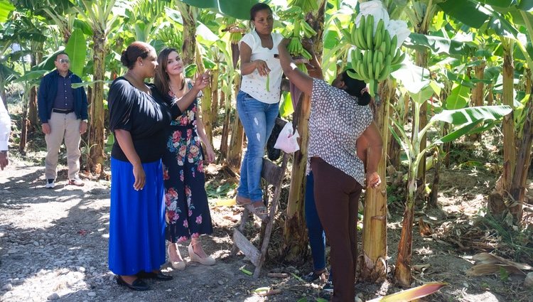 La Reina Letizia visita una cooperativa de productores de banano orgánico en República Dominicana