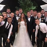 Algunos jugadores de fútbol en la boda de Sergi Roberto y Coral Simanovich