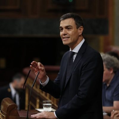 Pedro Sánchez durante su intervención en la moción de censura contra Mariano Rajoy