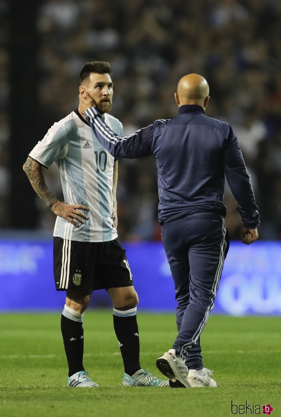 Jorge Sampaoli con Leo Messi