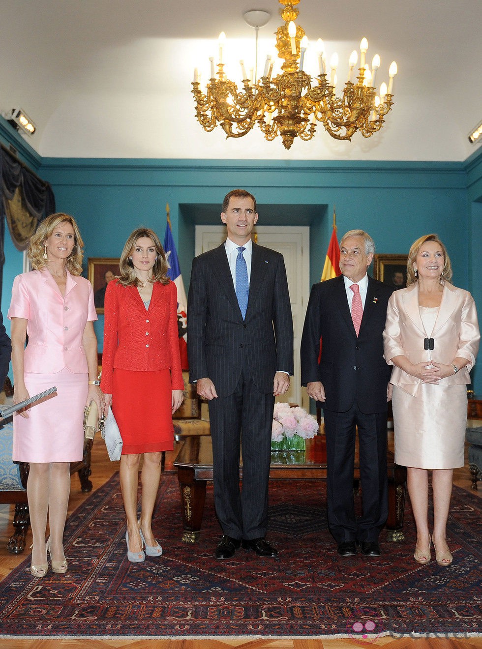 Cristina Garmendia, los Príncipes de Asturias, Sebastián Piñera y Cecilia Morel