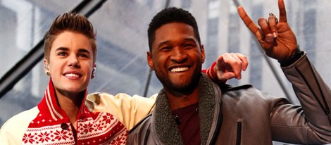 Justin Bieber y Usher actuando en el NBC'S Today show en Nueva York