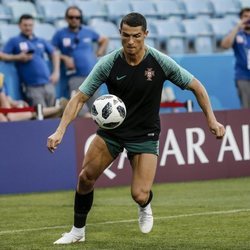 Cristiano Ronaldo entrenando con Portugal antes de debutar en el Mundial de Rusia 2018