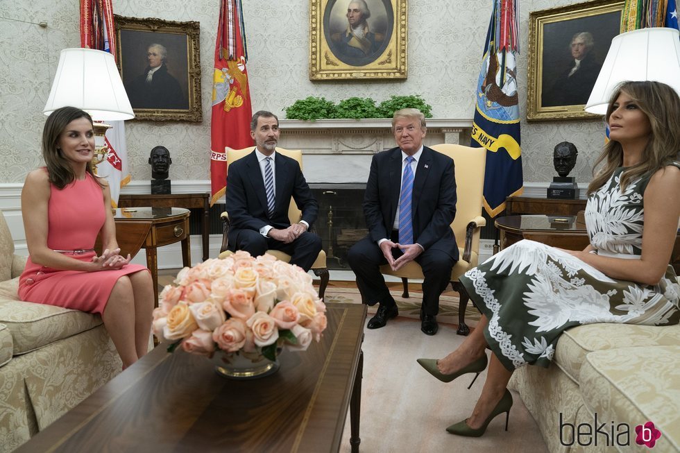Los Reyes Felipe y Letizia con Donald Trump y Melania Trump en la Casa Blanca