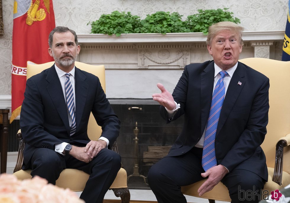 El Rey Felipe VI y Donaldo Trump en el interior de la Casa Blanca