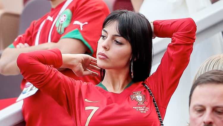 Georgina Rodríguez durante uno de los partidos del Mundial de Rusia 2018 apoyando a Cristiano Ronaldo