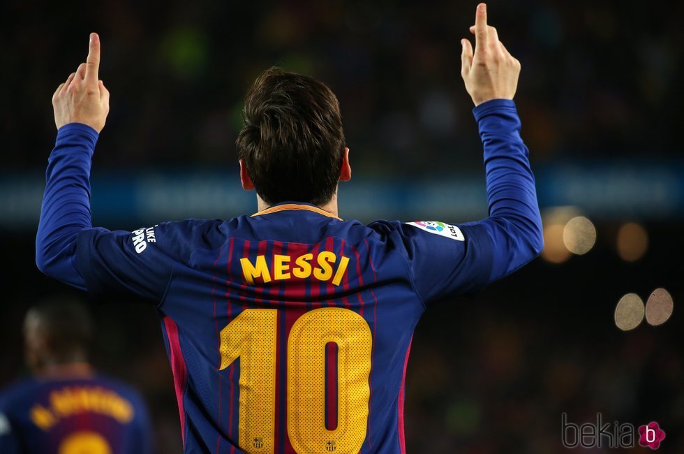 Leo Messi celebrando un gol ante el Real Madrid