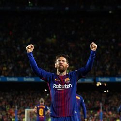Messi celebrando un gol en un 'Clásico'