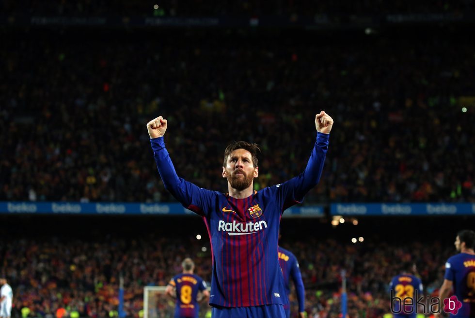 Messi celebrando un gol en un 'Clásico'