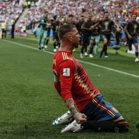 Sergio Ramos celebrando el primer gol de España frente a Rusia en el Mundial de Rusia 2018