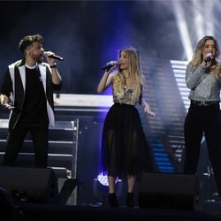 Ricky, Nerea y Mimi durante el concierto 'OT Bernabéu'