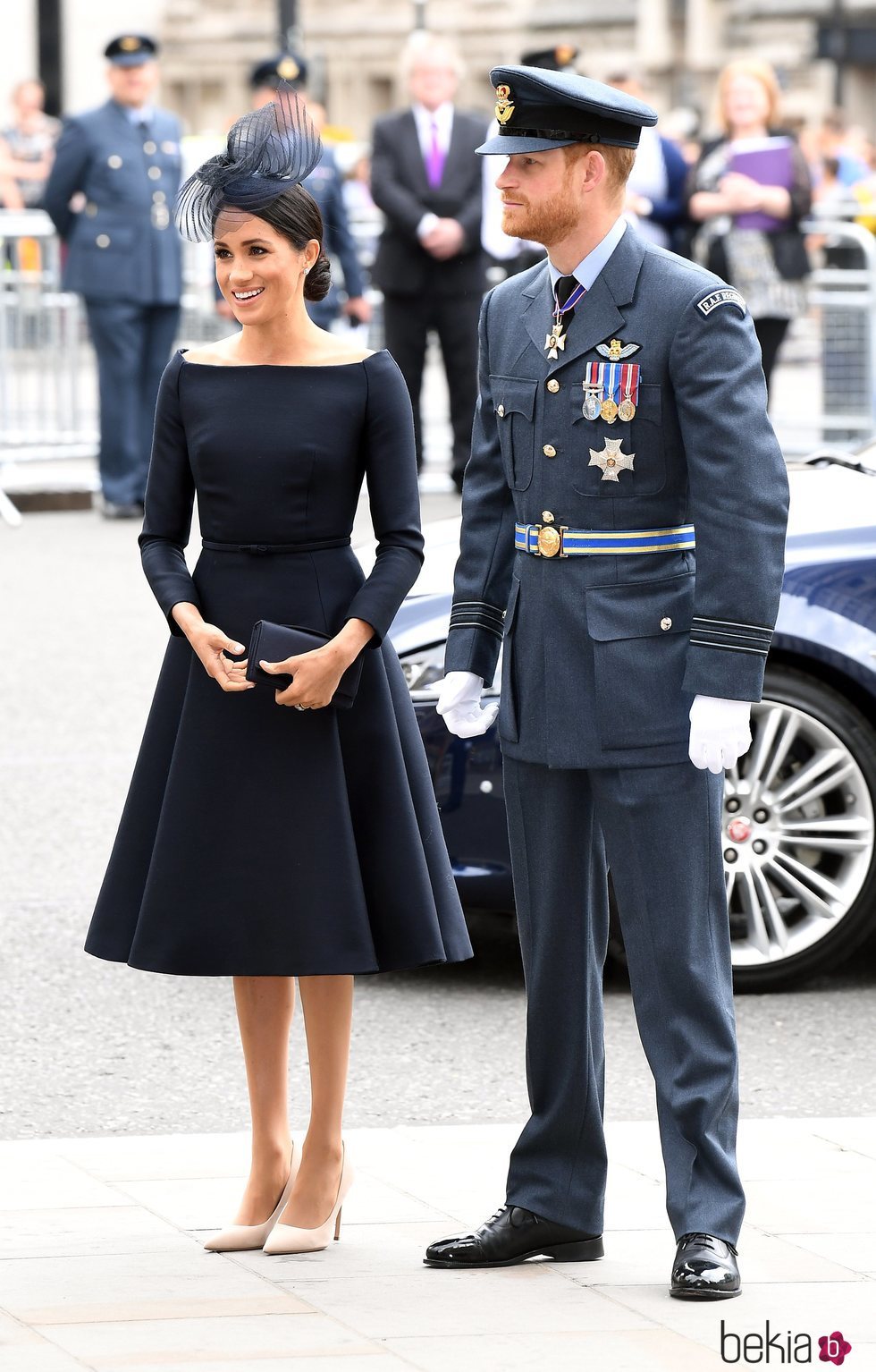 El Príncipe Harry y Meghan Markle en la celebración del centenario de la RAF