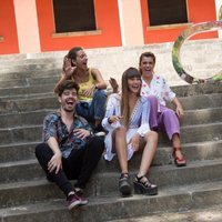 Aitana, Amaia, Roi y Ana Guerra durante su visita al cásting de 'OT 2018'